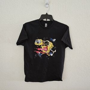 Gildan Black and Yellow Cartoon Graphic Short Sleeve Tee